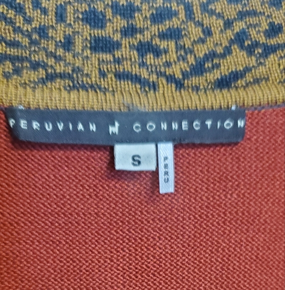 Peruvian Connection Southwestern Print  Prima Cotton Alpaca Cardigan Sweater Sm. - Picture 2 of 8